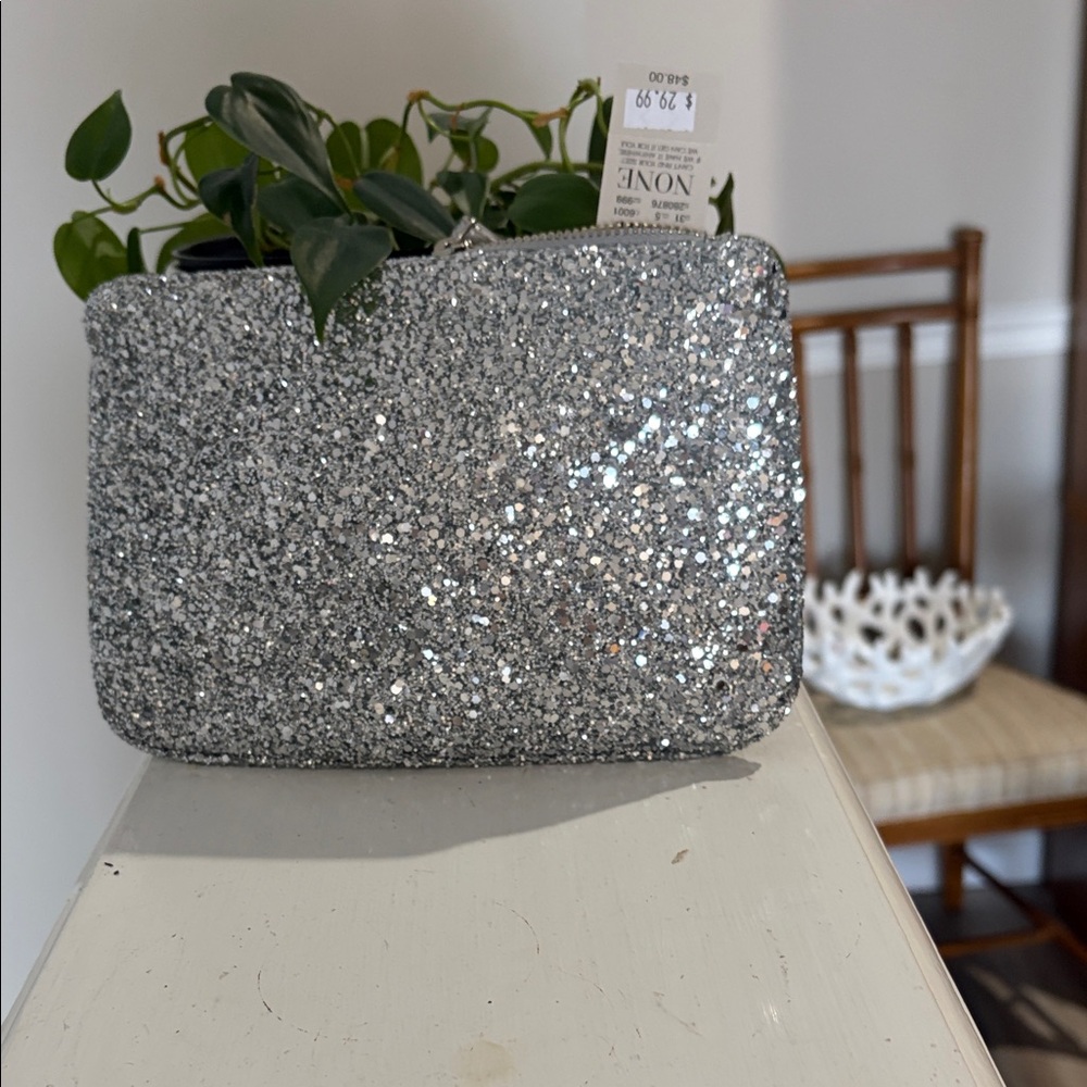 Ann Taylor Sparkling Silver Clutch